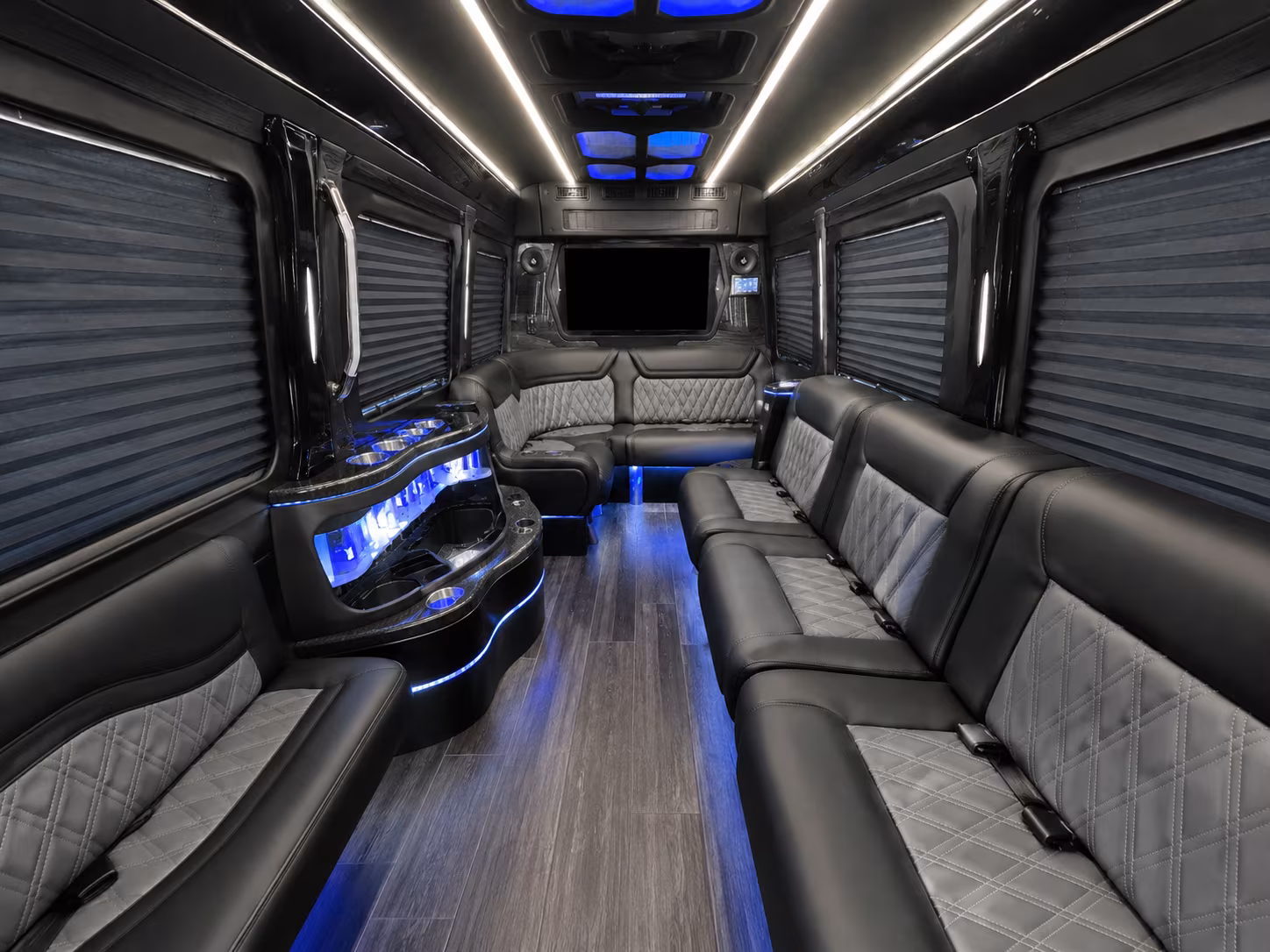 bend 20 passenger party bus inside